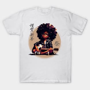 Afro Girl Playing Guitar T-Shirt